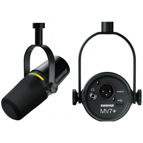 SHURE MV7+ BLACK microfono dinamico, cardioide con uscite USB-C e XLR