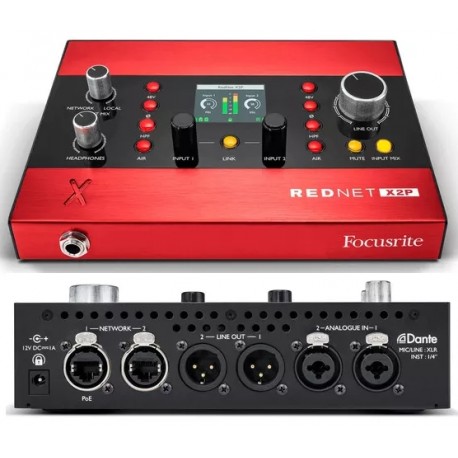 FOCUSRITE RedNet X2P interfaccia qaudio dante con n 2 preamp microfonici
