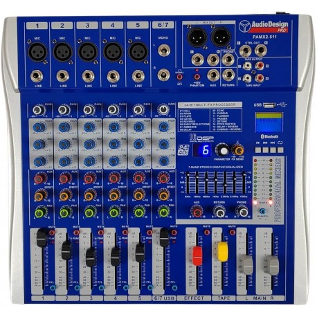AUDIODESIGN PAMX2.511 Mixer Professionale 7 Canali