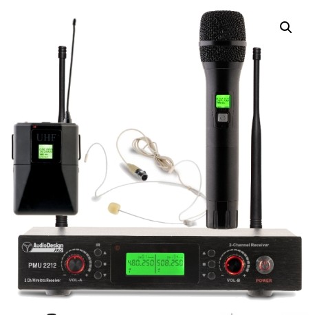 Audiodesign PMU 2212 HBP Sistema wireless UHF con un microfono palmare e un microfono ad archetto