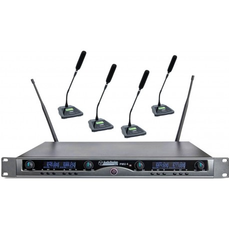 Audiodesign PMU 4 CR sistema wireless con Centralina + 4 Microfoni PMUV70CR Conference