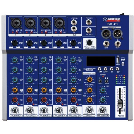 AUDIODESIGN PMX.411 MIXER a 6 canali con usb e bluetooth