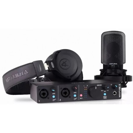 ARTURIA Minifuse Recording Pack Black Bundle con minifuse 2, microfono, cuffia e cavo microfonico